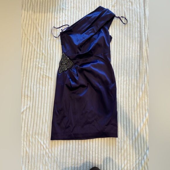 Eliza J Purple One Shoulder Gemstone Dress! - Picture 3 of 6